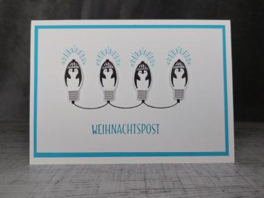 Grußkarte Weihnachten Post Pinguin handgemacht